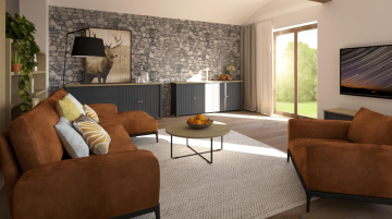 Vizualizace - Obývací pokoj s ložnicí | Interiéry HK