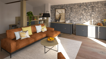 Vizualizace - Obývací pokoj s ložnicí | Interiéry HK