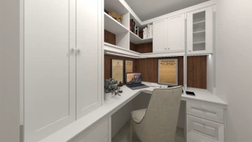 Interiéry HK | Vizualizace Byt Příbram - pracovna v bílém