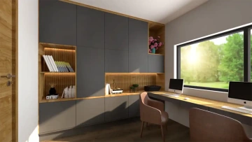 Interiéry HK | Vizualizace pracovny RD Obecnice