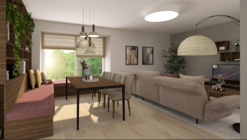 Obývací místnost propojená s jídelnou | Interiéry HK