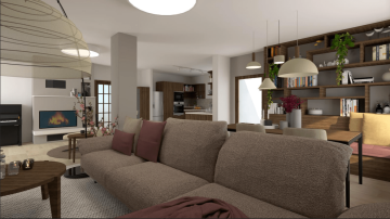 Obývací místnost propojená s jídelnou | Interiéry HK