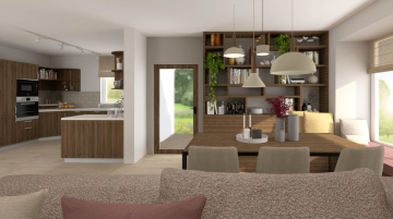 Obývací místnost propojená s jídelnou | Interiéry HK