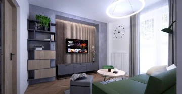 Interiéry HK | Malý byt Příbram – obývák a vstupní hala