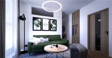 Interiéry HK | Malý byt Příbram – obývák a vstupní hala