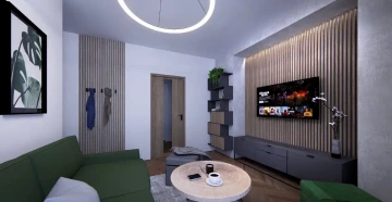 Interiéry HK | Malý byt Příbram – obývák a vstupní hala